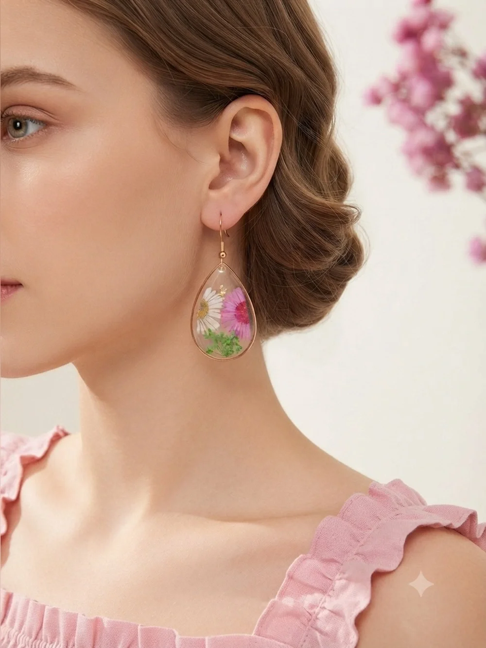 Pressed Flower Teardrop Earrings | Real Dried Flower Resin Dangles